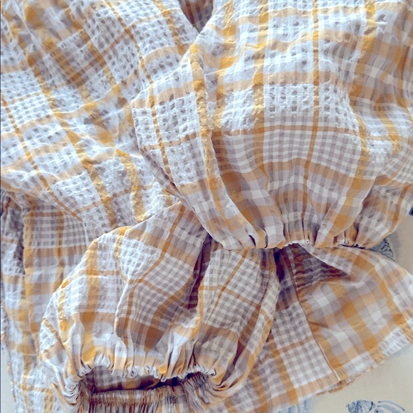 Anthropologie MAEVE Yellow and White Plaid Blouse - Picture 3 of 5
